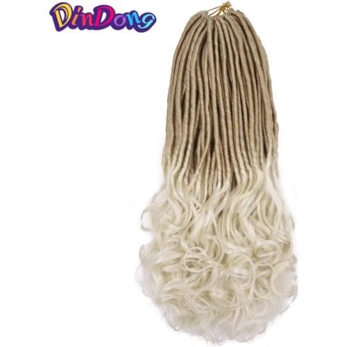 DinDong 22 inch River Goddess Braiding Hair Extension 24 Strands Synthetic Braiding Hair Extension Faux Locs With Curly Hair