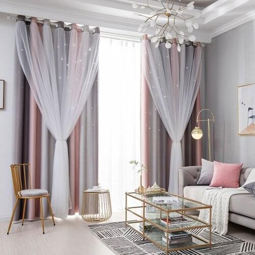 1 Panel Star Curtains Blackout Curtains Colorful Double Layer Star Window Curtains for Kids Girls Bedroom Living Room Decoration