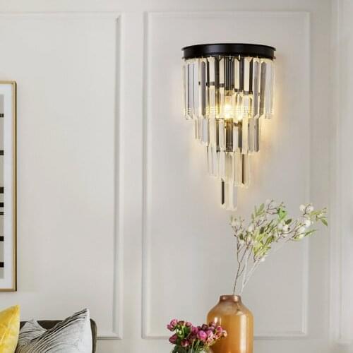 Modern Wall Lamp Bedroom Living Room Decorative Black Crystal Lighting Wall Lamp for Home