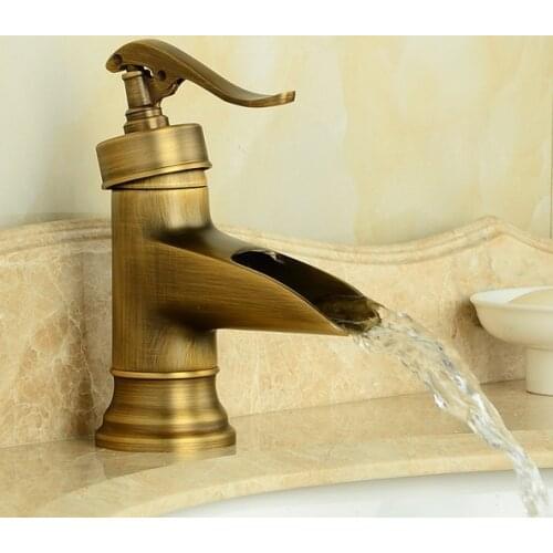 Vintage Retro Antique Brass Single Handle One Hole Bathroom Basin Sink Faucet Mixer Water Tap Deck Mounted man007