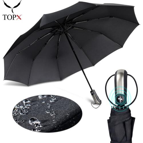 Wind Resistant Automatic Umbrella Rain Women Portable 3Folding 10K Umbrella Gifts Parasol Compact Travel Men Business Umbrellas