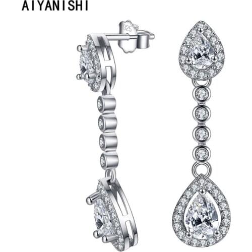 AIYANISHI Vintage 925 Sterling Silver Waterdrop Earrings New Woman Fashion Jewelry Wedding Engagement Silver Drop Earrings Gifts