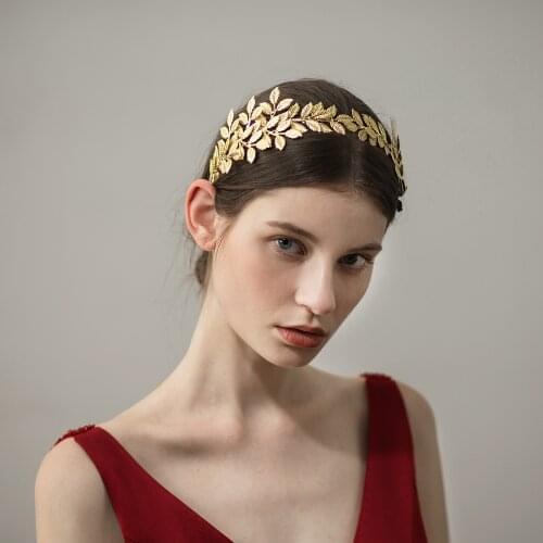 Laurel Leaf Tiara Bridal Crown Gold Headpiece Wedding Hair Accessories Golden Leaves Headband