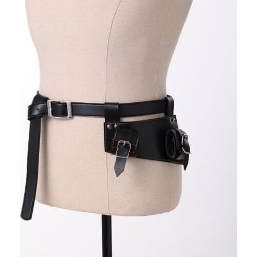 1/2/3 Black PU Leather Two-Buckle Sword Frog Holster with Belt Rapier Scabbard Holder Medieval Cosplay