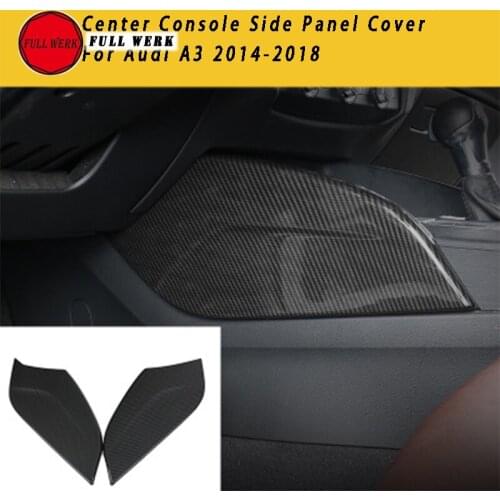 1 Pair ABS Car Center Console Side Panel Decoration Cover Trim Sticker Decor for Audi A3 2014-2018 Carbon Fiber Look