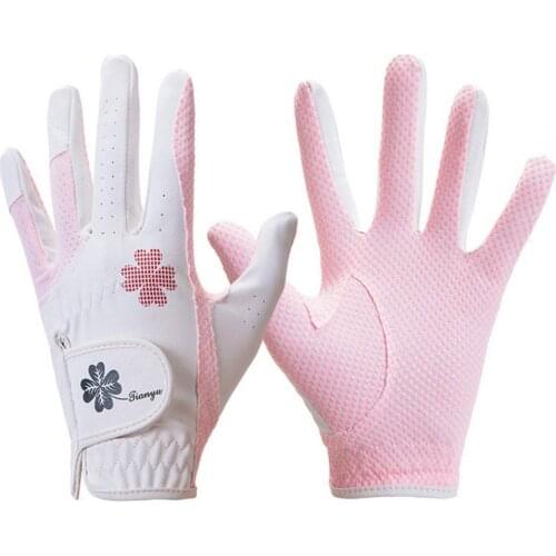 1 Pair Golf Gloves Women Pu Leather Anti Slip Breathable Golf Supplies Reliable Fit Compression Golf Gloves for Outdoor Sports
