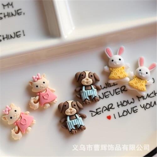 20Pcs Cute Cartoon Cat Rabbit Dog Resin Flatback Cabochon Scrapbooking Fit Hair Bow Center Embellishments Diy Accessories