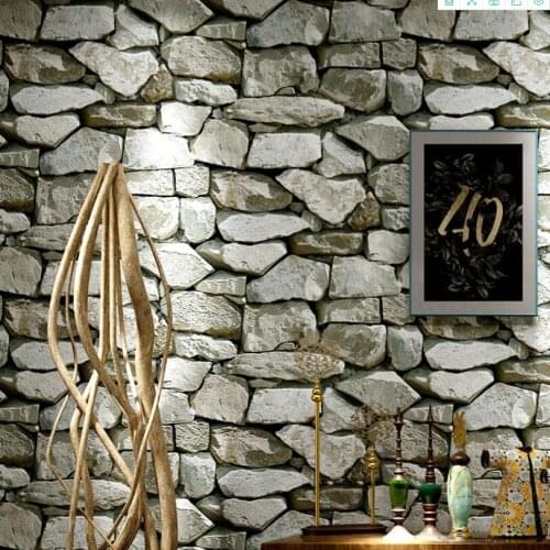 3D Waterproof Vintage Stone Effect Wallpaper Roll Rustic Faux Stone Texture Vinyl PVC Wall Paper Home Decor for walls