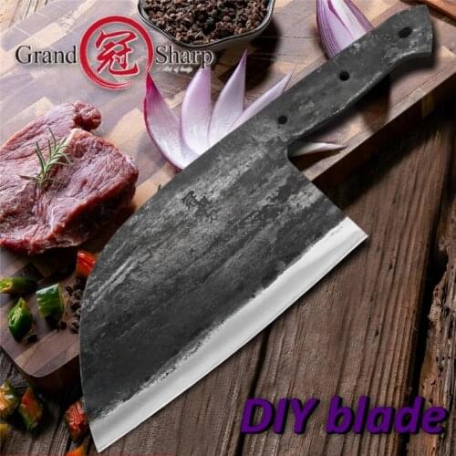 7 Inch Handmade Forged Chef Knife Blank Blade Clad Steel Forged Chinese Cleaver Professional Kitchen Chef Knife DIY Tools