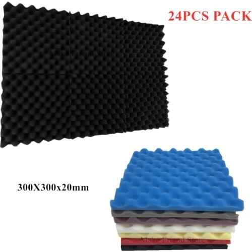 24Pcs Acoustic Studio Foams Panels Sound Insulation Foam Soundproofing Sound Treatment Soundproof Absorption Tiles 300X300x20mm