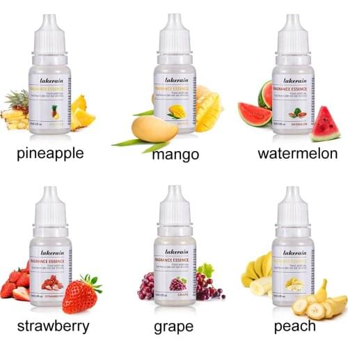 6 X 10ml Pure Fruit Fragrance Oil Diffuser Essential Oils Strawberry Mango Flavoring Oil for DIY Candle Soap Lip Gloss Making