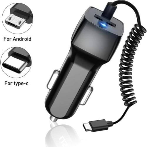 USB Car Phone Charger For Samsung S10 S9 Plus Car-charger Micro USB Type-C Cable Fast Quick Charge For Xiaomi Huawei SONY