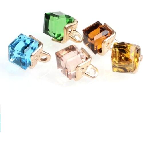 SHINE Crystal Sewing Buttons Scrapbooking Square Multicolor Shank Crafts 15mm 10 PCs Decorate bottoni botoes New