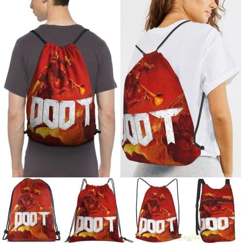 The Doom Cover But With Doot Men Outdoor Travel Gym Bag Waterproof Drawstring Backpack Women Fitness Swimming Bag
