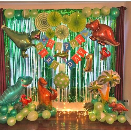 Dinosaur Party Disposable Tableware Set Kids Boy Birthday Party Decoration Jungle Party Balloons Banner Jungle Animal Supplies