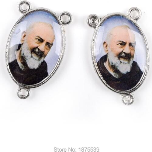 Saint Padre Pio Rosary Necklace Centers Pio of Pietrelcina Priest 3 Holes Religious Accessory