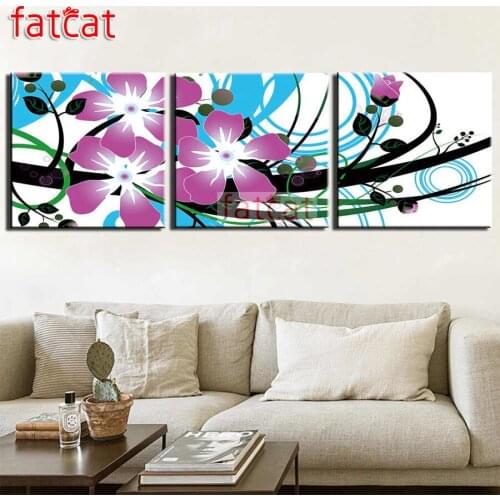 FATCAT Abstract flower line landscape 5D Diy Mosaic Diamond Embroidery Flowers Diamond Painting full square round drill AE2014