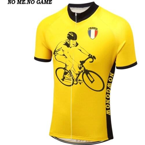 France Mens Short Sleeve Retro Cycling Jerseys MTB Bicycle Shirt Cycling Wear YELLOW Road Bike clothes Bicycle Cycling Clothing