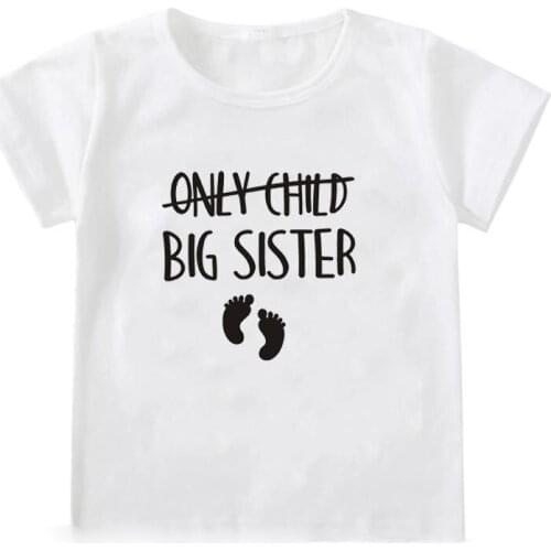 Only Child Big Brother/Sister To Be Pregnancy Announcement Tshirt Kids Funny Short Sleeve T-shirt Children Toddler Casual Tees