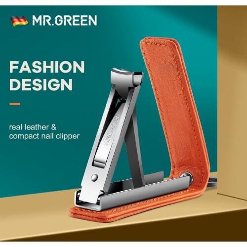 MR.GREEN Compact Nail Clippers Stainless Steel Tools Pedicure Sharp Tongs Real Leather Quality Manicure Scissors