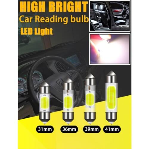 1PC C5W C10W LED COBLamps Festoon 31mm 36mm 39mm 41mm 12V White Bulbs For cars License plate Interior and Reading Light