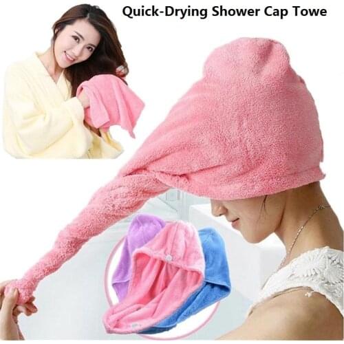 Microfiber quick-drying ladies bath turban thick soft shower cap hat bath tool