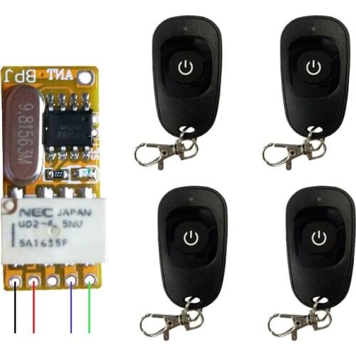 DC 3.7 V 4.2 V 5 V 6 V 7.4 V 9 V 12 V Mini Relay Remote Switch RF Wireless Switch NO COM NC Black Waterproof Transmitter