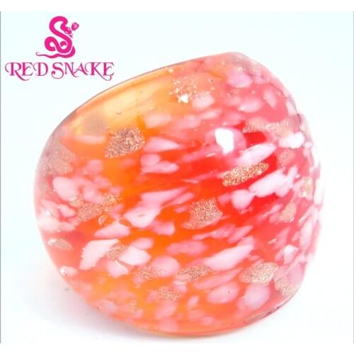 RED SNAKE Fashion Ring Handmade Claret with Snowflake pattern Murano Glass Rings