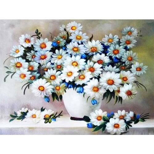 Flower DIY Cross Stitch 11CT Embroidery Kits Needlework Craft Set Printed Canvas Cotton Thread Home Decoration Wholesale Sale