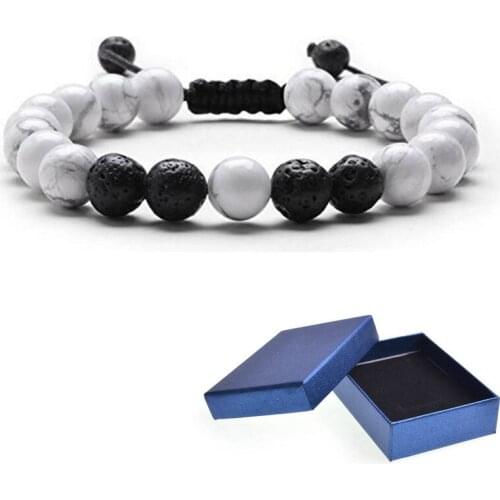 ASHMITA 2019 4 Howlite 8MM Volcanic Stone Braided Bracelet Man Fashion Women Gift For Girl Boy Beautiful Beads