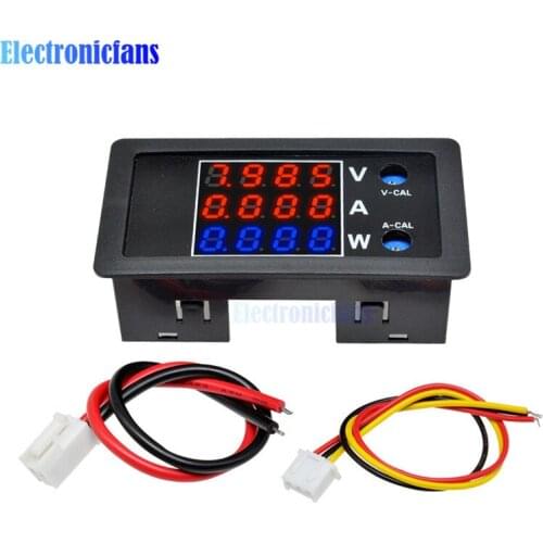 DC 100V 10A 1000W 0.28" LCD Digital Wattmeter Power Meter Voltage Current Tester High Precision Red Blue Display Power Monitor