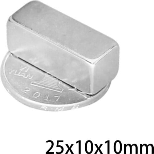2/5/10/20pcs 25x10x10 Rare Earth Magnets 25mmX10mm Block Rectangular Magnetsic 25x10x10mm Permanent Neodymium Magnet 25*10*10