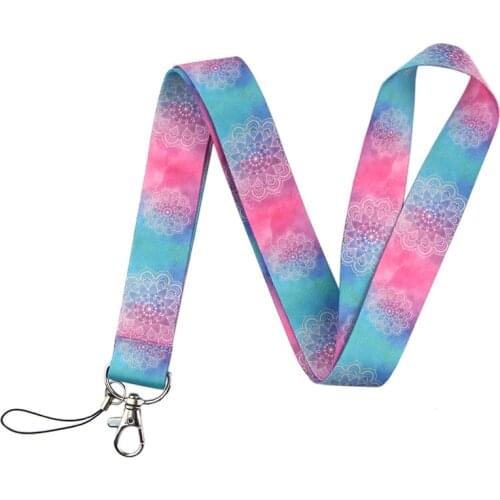 LT718 Yoga Mandala Lanyard for Key Neck Strap lanyards id badge holder Key Chain Key Holder Hang Rope Key Rings Accessories