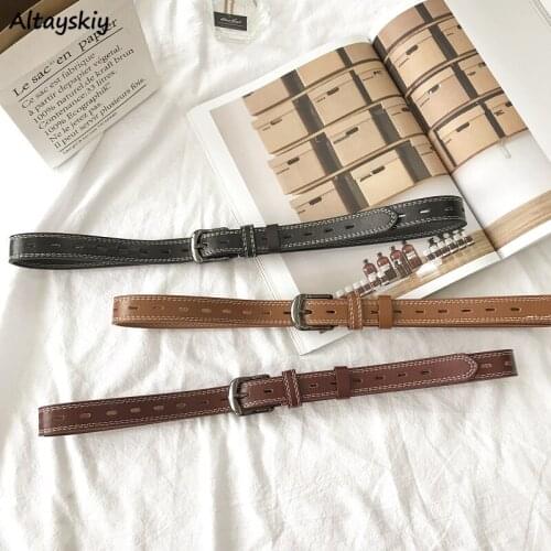Belts Women Simple Korean Style Retro Casual Trendy Couples Leather Simple Solid Womens High Quality Ladies Lovely Durable Belt