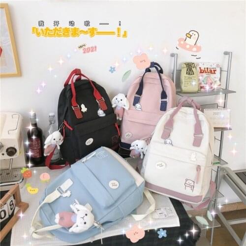 Kawaii Womens Backpack Cute School Backpacks Waterproof Nylon School Bags Bookbags For Teenage Girls Daypack With Many Pockets