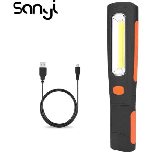 SANYI 3800LM 2 Modes Flashlight Torch USB Rechargeable Built-in Battery Portable Lanterna Hanging Hook Magnetic Working Light
