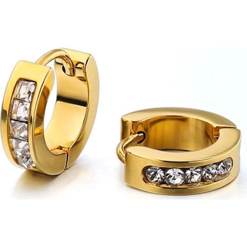 Zircon Earrings for Womens Stainless Steel Gold Earrings Piercing Simple Black Earring Gifts for Womens Accessories Wholesale