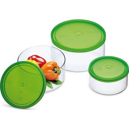 Simax Borosilicate Simax 3'lü Round Glass Storage Bowl Set