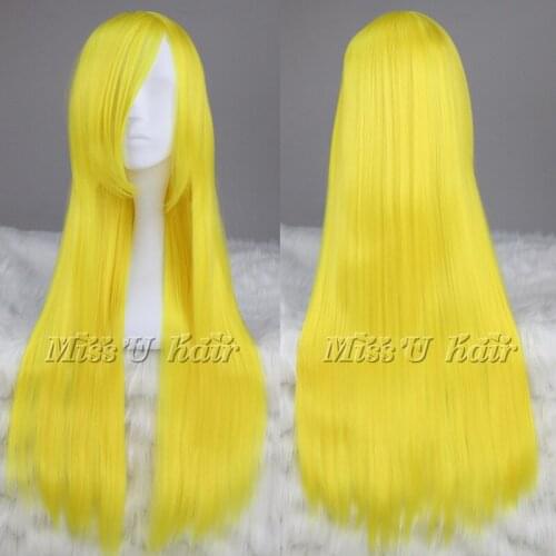 Synthetic long Wigs for Women Yellow Color Lolita 2019 New Arrivals Female Cosplay Wigs with for adult + wig cap