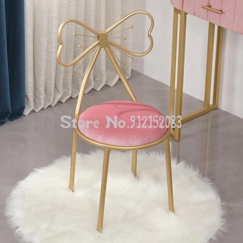 Modern minimalist makeup chair home bedroom girls cute dressing table stool nordic net red backrest nail chair