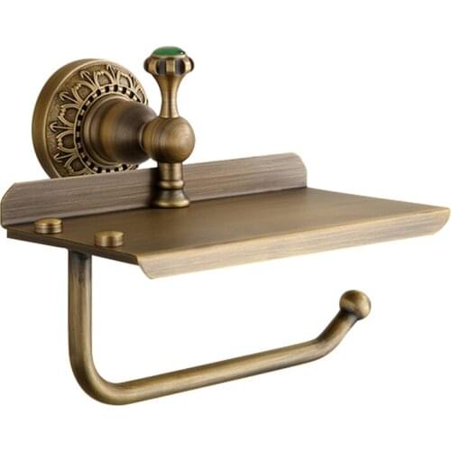 Bathroom paper rack toilet paper towel rack copper/space aluminum retro mobile phone rack toilet paper rack