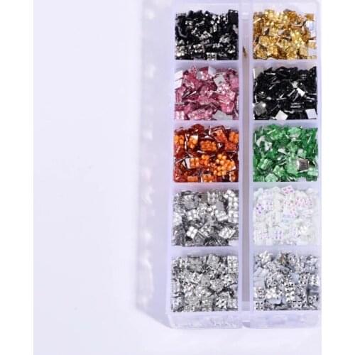 10 Color 4×4 Conjoined Resin Flat-Bottom Diamonds Ten Grid Box-3000 pcs стразы Non Hot Fix Rhinestones A63