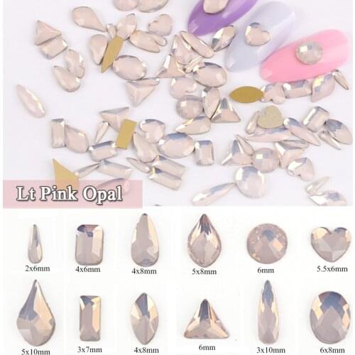 New style Light Pink Opal Mixed shapes Nail art Rhinestone Flatback Crystal Stones For DIY 3D Nail decoration Accessories