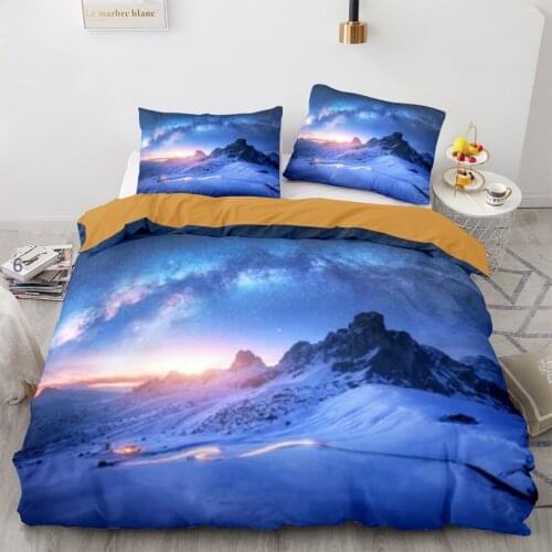 Space Galaxy Aurora Sunset Glow Bedding Set Single Twin Full Queen King Size Sky Stars Cloud Bed Set Childrens Kid Duvetcover 1