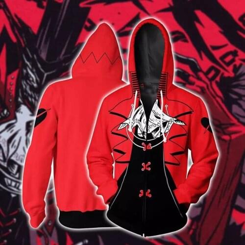 Fashion Hoodies 3D Persona 5 Cosplay Hoodie Akira Kurusu Joker Long Sleeve Hoody Hoodies Fashion Men Women Zip Up Sweatshirts