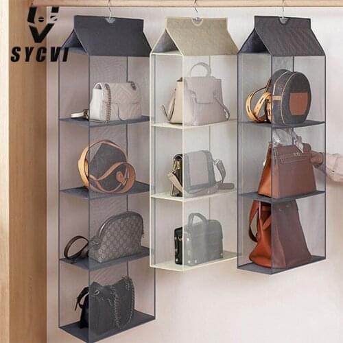 Handbag three-dimensional hanging wardrobe storage bag gauze mesh handbag storage bag three-dimensional storage hanging bag