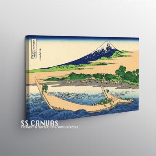 Japanese Ukiyo-e vintage Style Wooden Frame Canvas Painting Decor Wall Art Home Living Room Framed Decoration Prints Poster