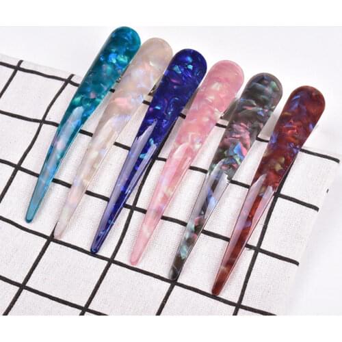 New Re Large Bright Colorful Barrette Horn Hair Clip Acrylic Long Stick Hairpins Shower Makeup Ponytail Holder Hair Claws Clamp