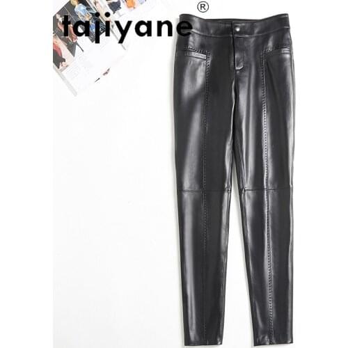 2021 Women Pants Real Leather Pants Genuine Sheepskin Trousers Woman High Wasit Trousers Leggings Pantalones TN846