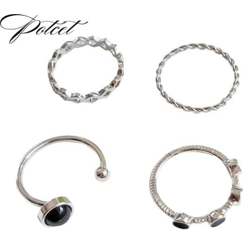 POTCET Rings Adjustable Vintage Simplicity Female Jewelry Geometric Trend